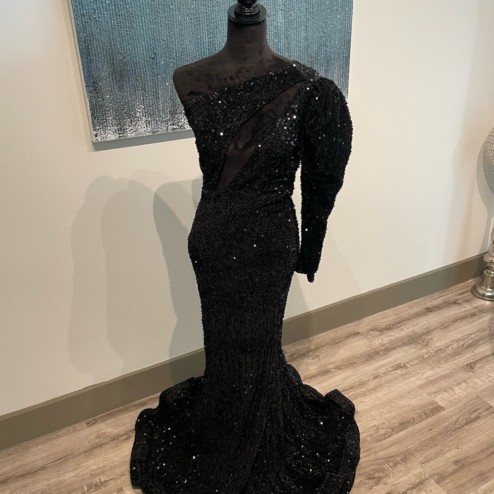 Black sequin formal gown